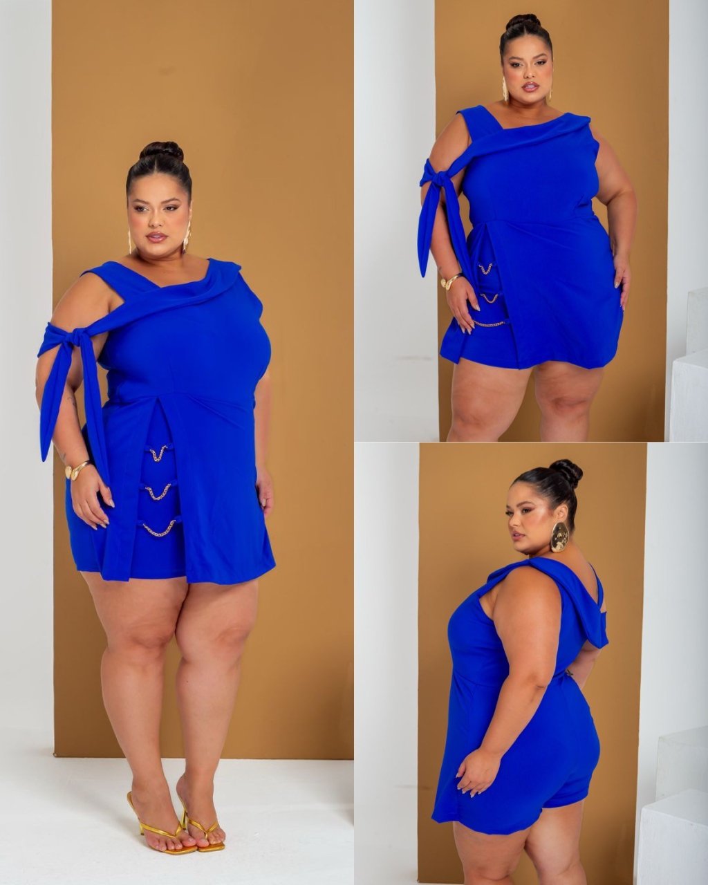 Macaquinho detalhe na alça + corrente no short saia ref 2174