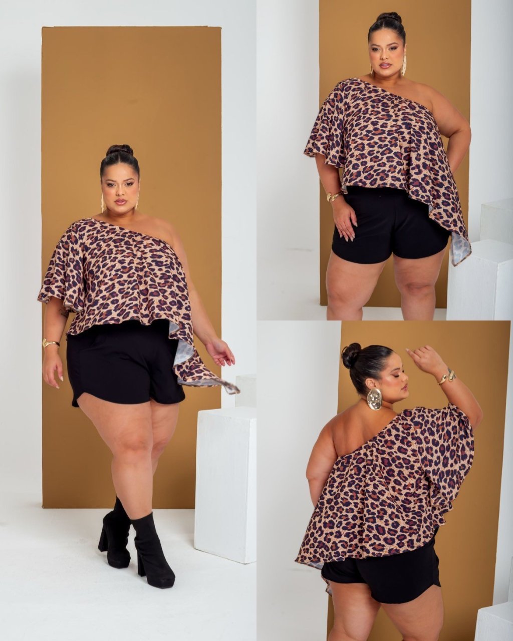 Conjunto blusa um ombro babado ref2181