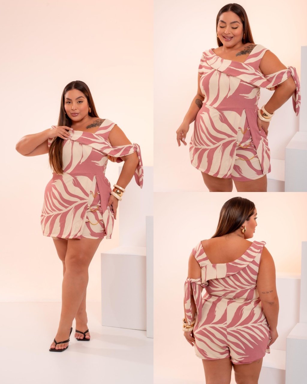 Macaquinho MIDSIZE detalhe na alça + corrente no short saia ref2187