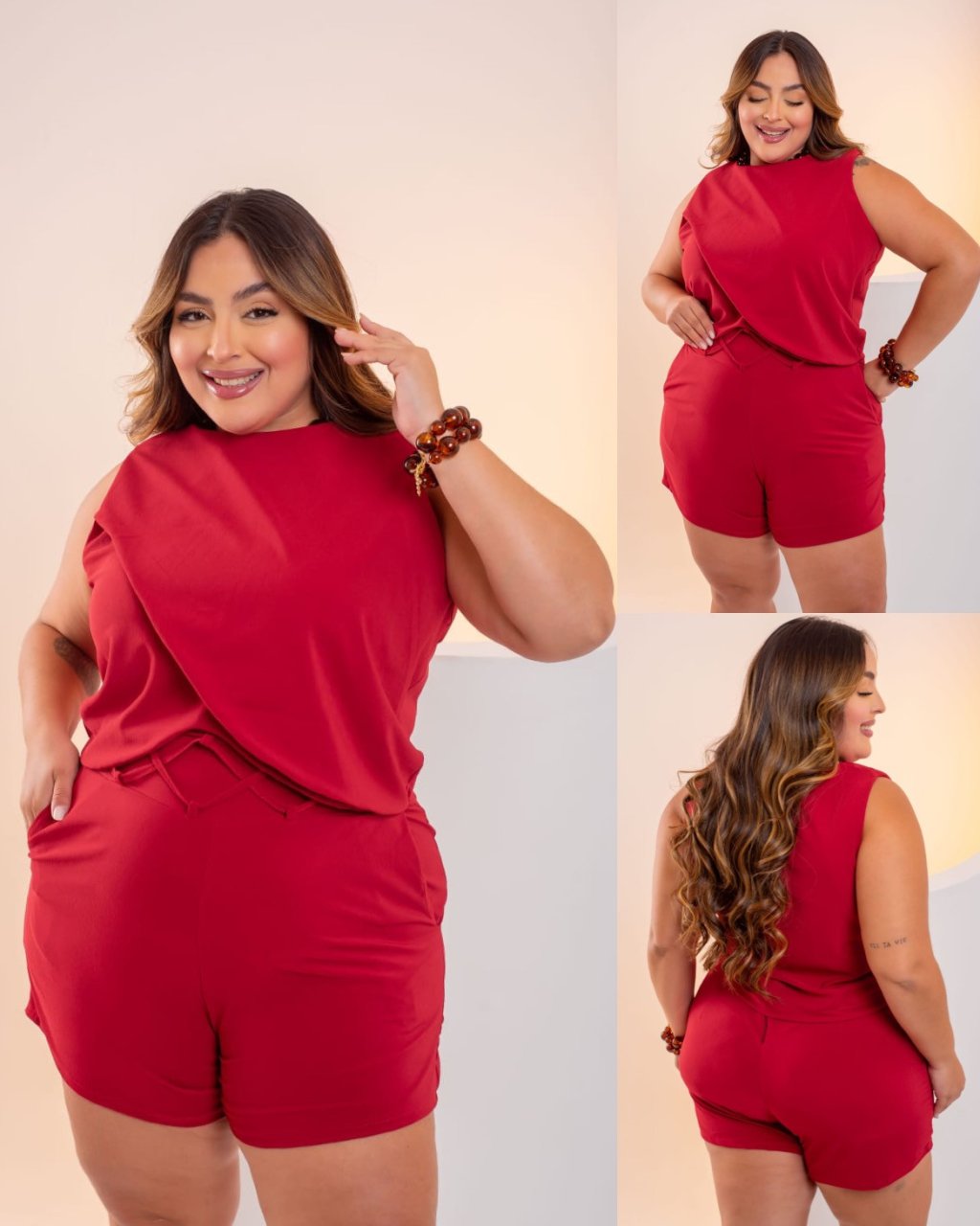 Conjunto MIDSIZE blusa e short com detalhe ref2216