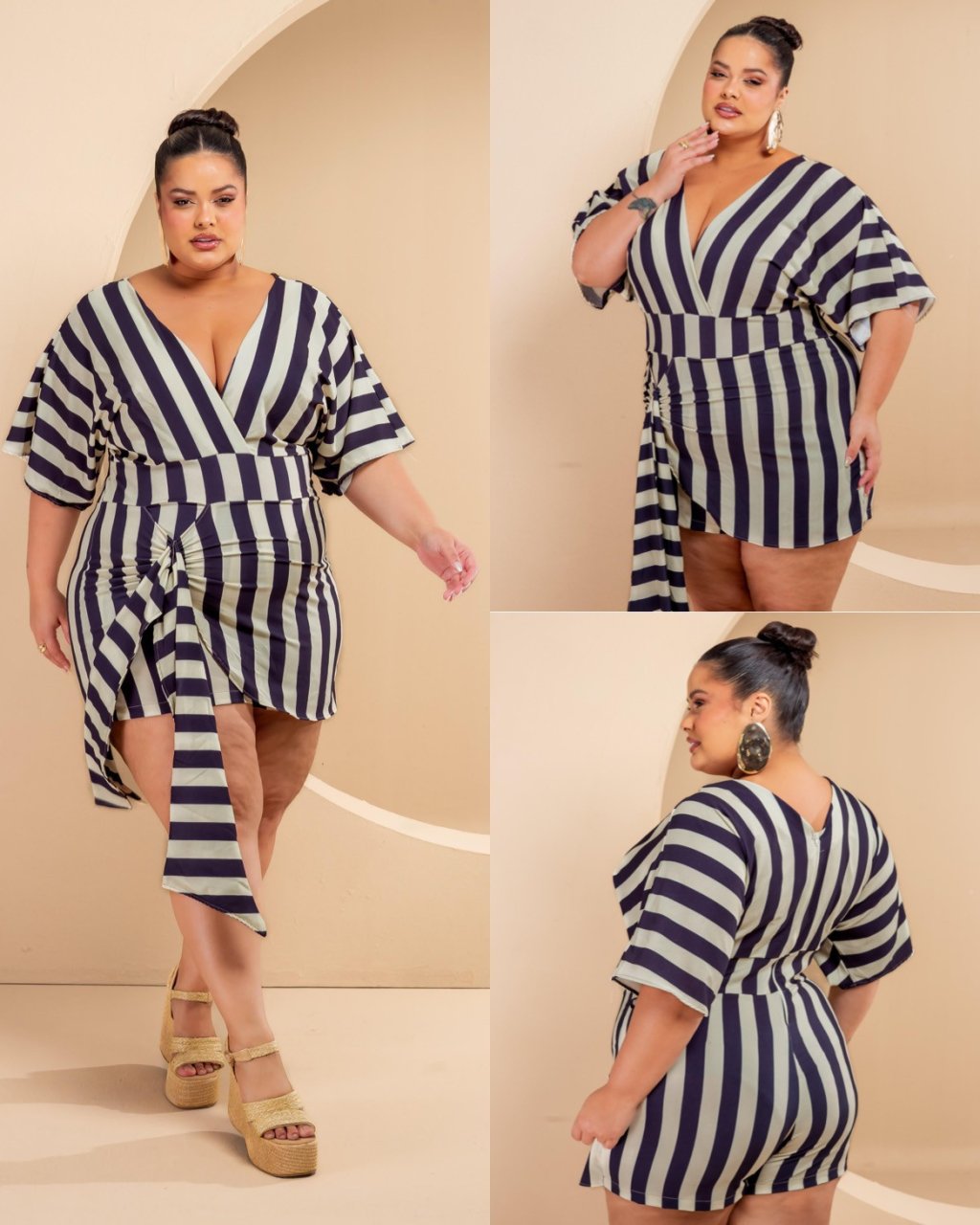 Macaquinho manga flê + laço ref2225