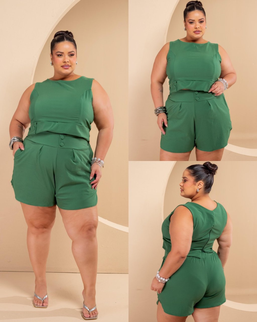 Conjunto cropped com short plissado ref2229