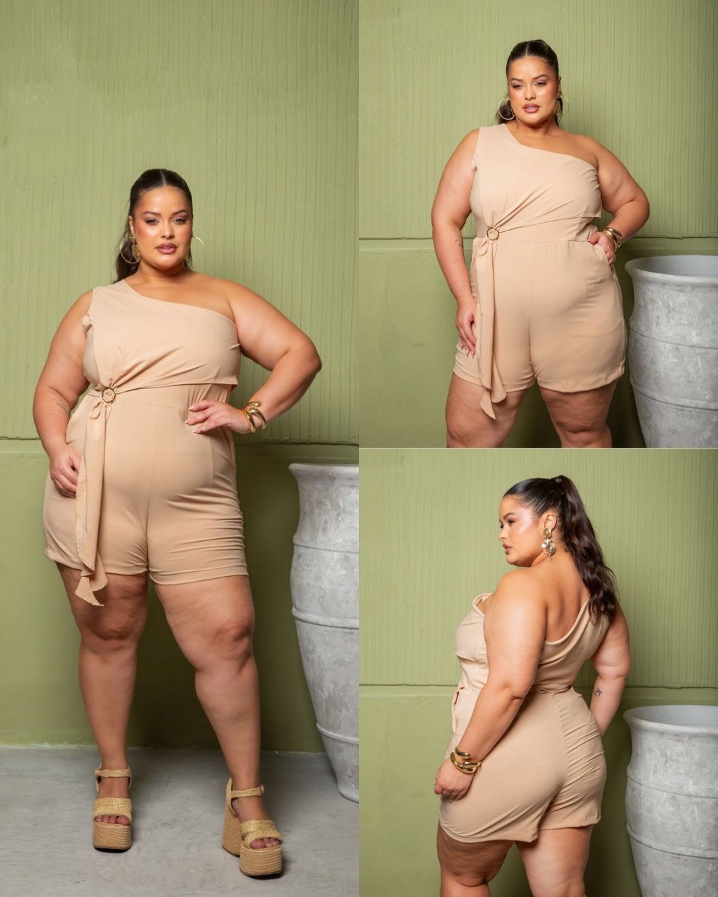 Macaquinho um ombro com argola ref 2233