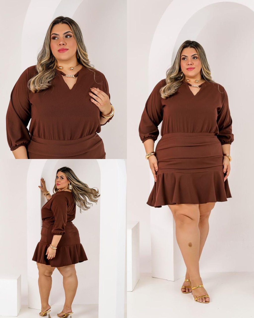 Vestido PLUS SIZE com manga Ref: 2832