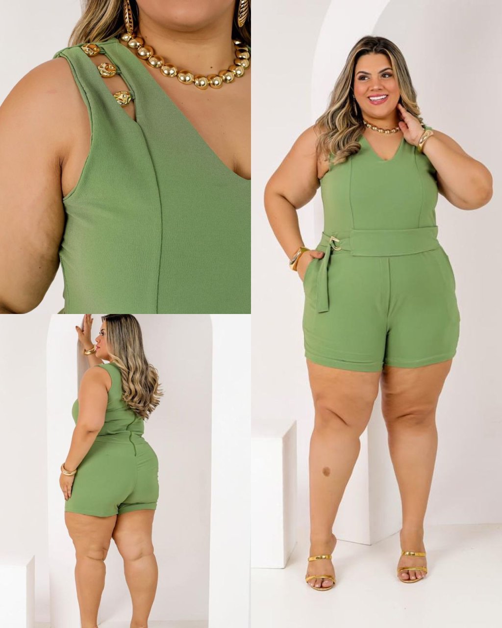 Macaquinho PLUS SIZE detalhe na alça Ref: 2834