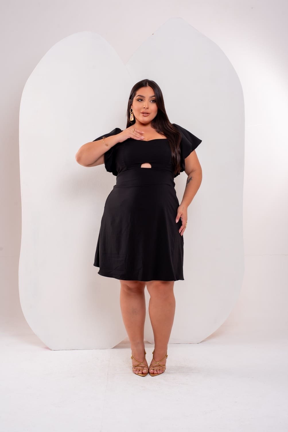 Vestido manga flêr Ref 1562