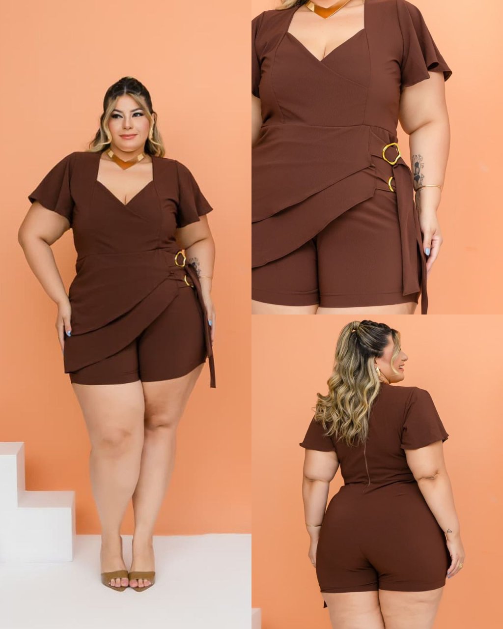 Macaquinho Plus size. Ref: 2910