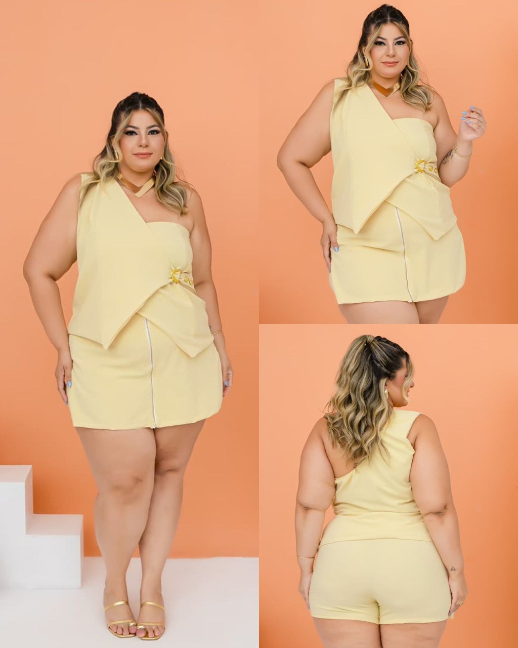 Conjunto de short saia Plus size. Ref: 2912