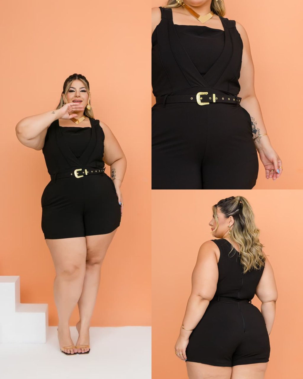 Macaquinho Plus size. Ref: 2913