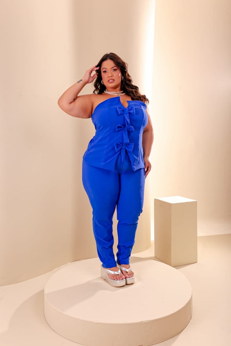 Conjunto calça tomara que caia +3 laço na blusa ref1970