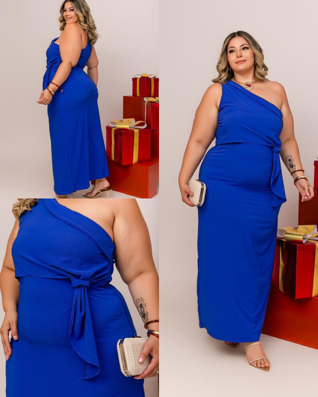 Vestido longo um ombro. PLUSSIZE 48/50. Ref: 2974