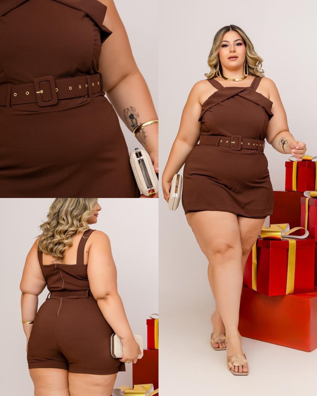 Macaquinho com cinto Plussize 48/50