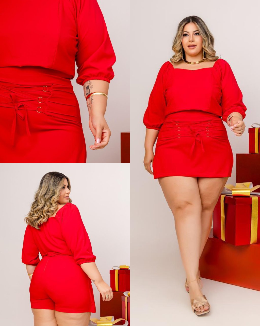 Conjunto cropped com manga 