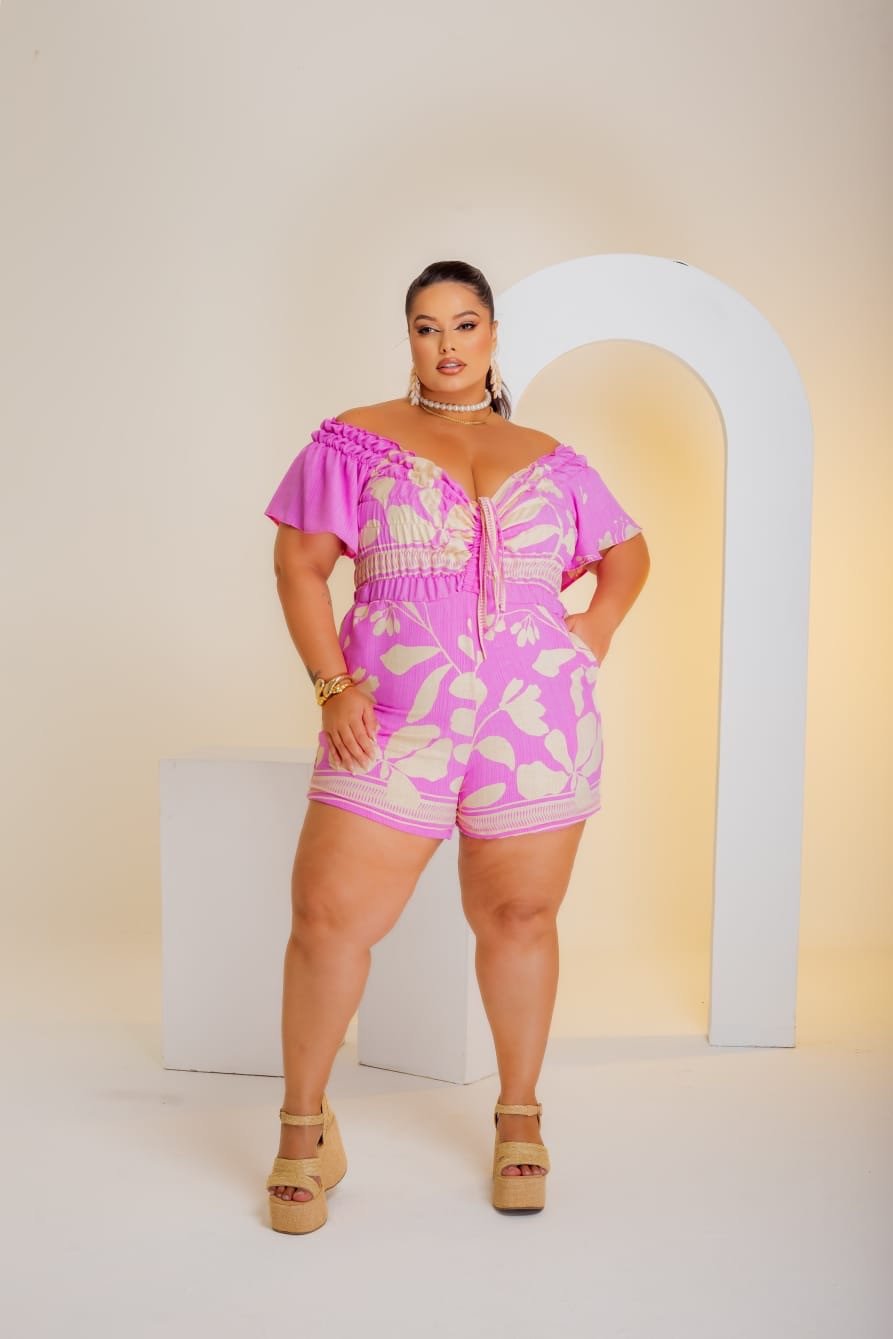 Macaquinho tecido air flow manga e viés ref2133