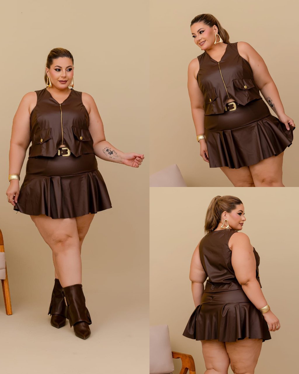 Conjunto couro Plussize 48/50