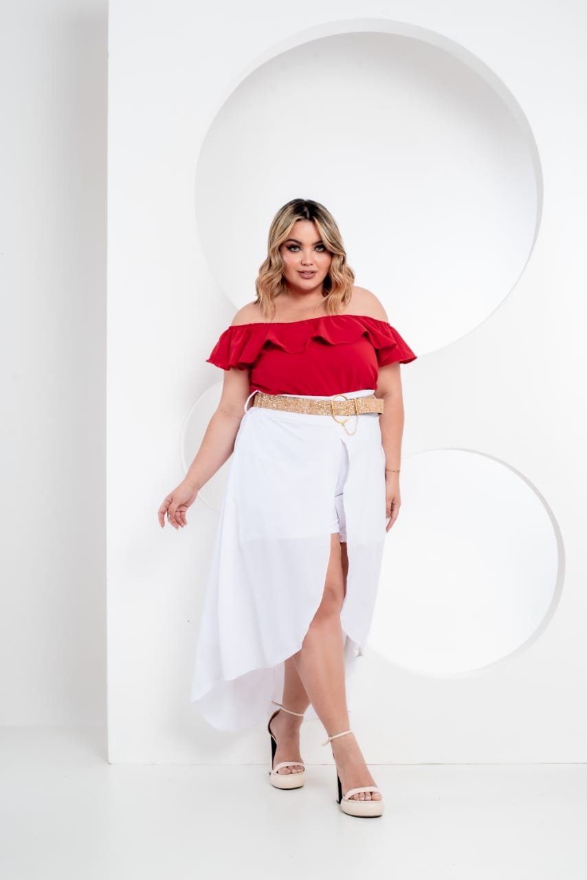 Conj. Cropped saia longa e Short   