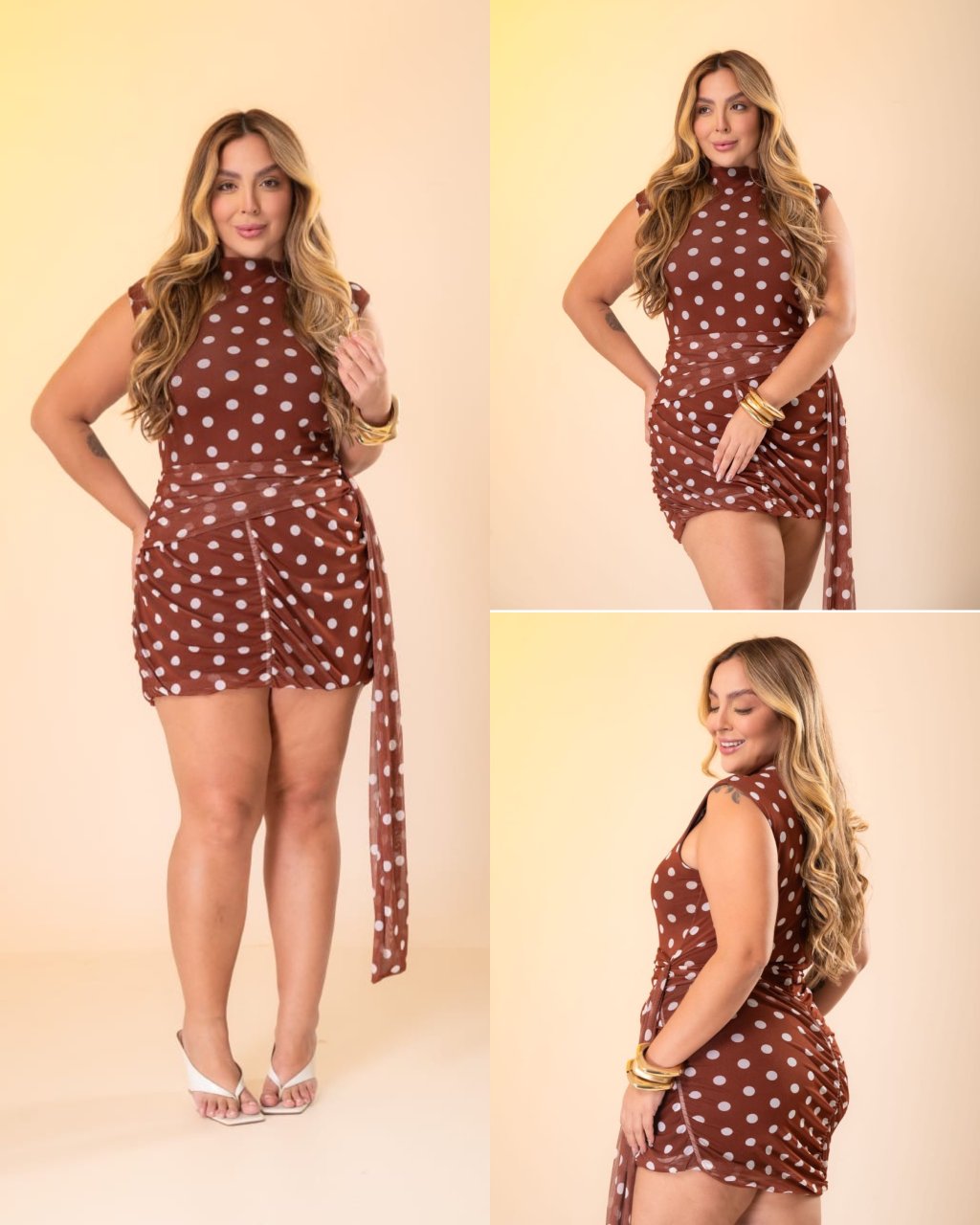 Vestido Tulê poá com poliamida premium midsize 44/46