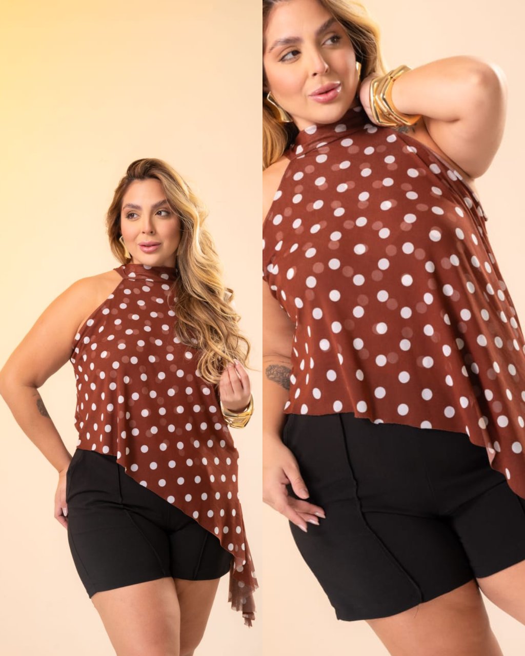 Blusa Tulê poá com poliamida premium midsize 44/46