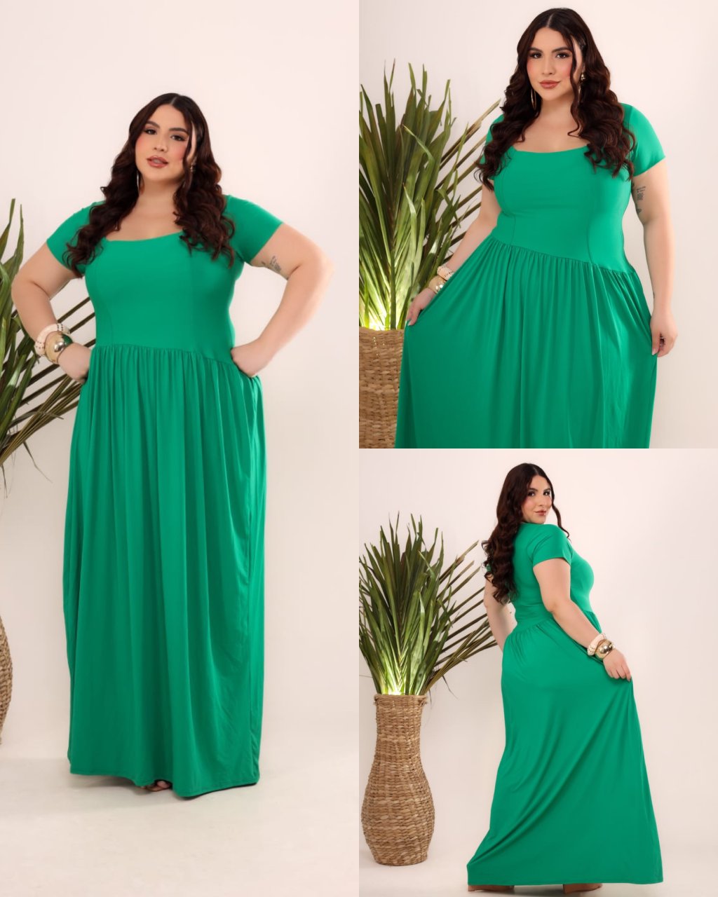 Vestido longo poliamida Plussize 48/50