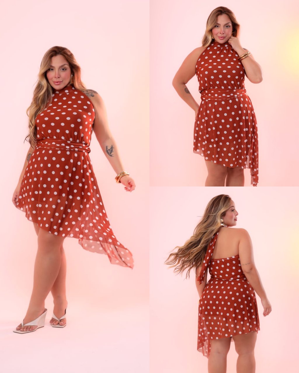 Vestido/macaquinho   poliamida com Tulê midsize 44/46
