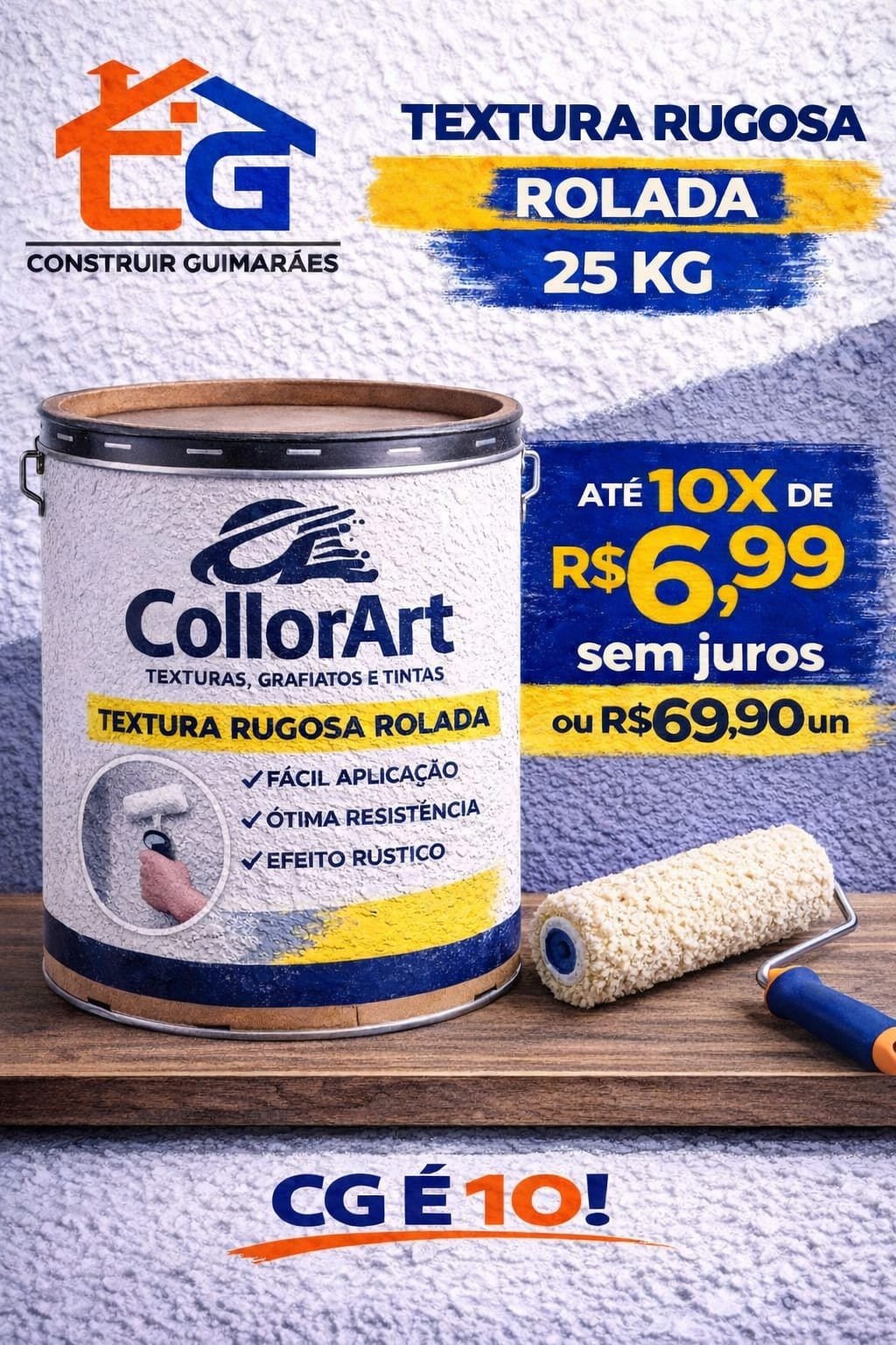 Textura de Rolo Rugosa Branca - 25kgs