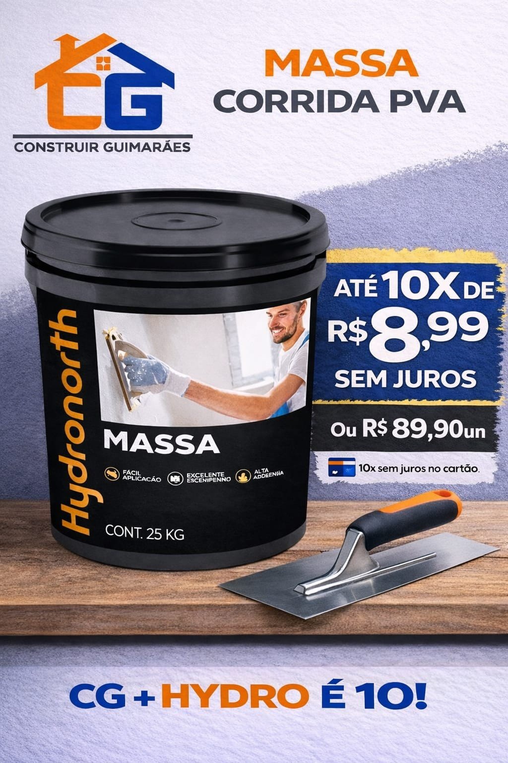 Massa Corrida PVA 25kg Hydronorth 