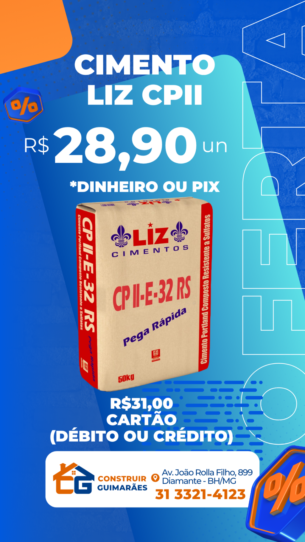 Cimento CP2 e CP4 50KG LIZ