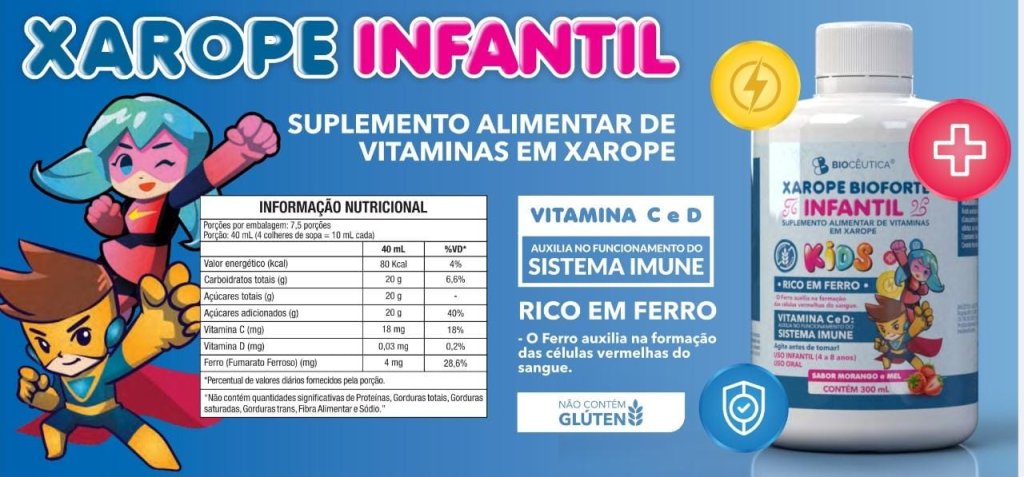 XAROPE BIOFORTE INFANTIL SUPLEMENTO ALIMENTAR DE VITAMINAS  300ML BIOCEUTICA