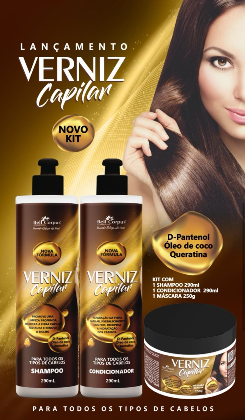 KIT VERNIZ CAPILAR 3 PEÇAS BELL CORPUS 