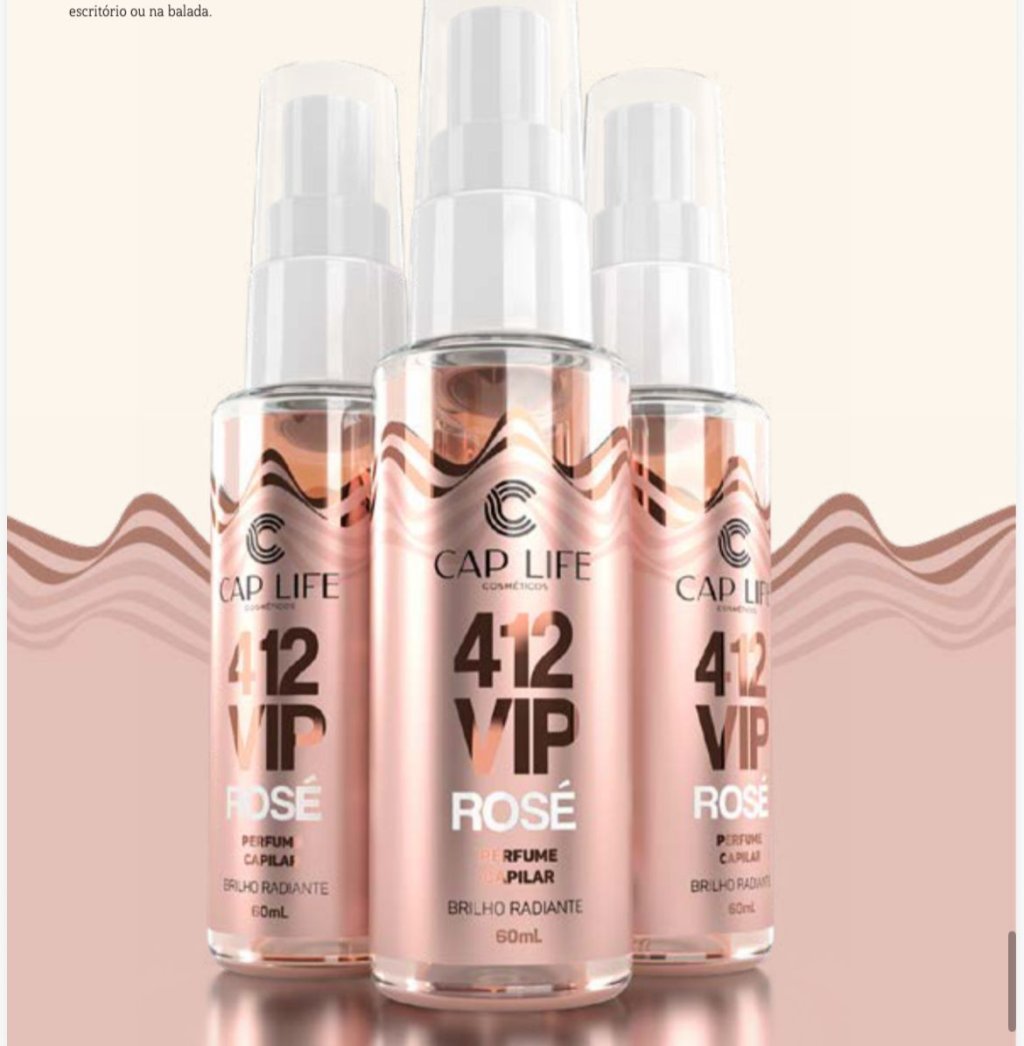 PERFUME CAPILAR 412 VIP ROSE 60ML CAP LIFE