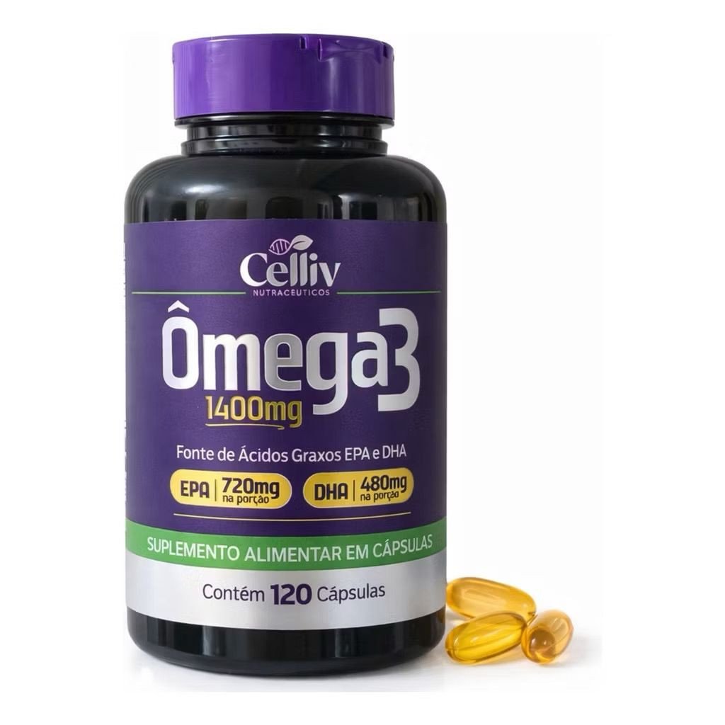 SUPLEMENTO ALIMENTAR DE ÓLEO DE PEIXE, OMEGA 3 EM 120 CAPSULAS 1400MG CELLIV