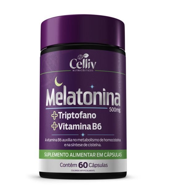 SUPLEMENTO ALIMENTAR DE MELATONINA, TRIPTOFANO E VITAMINA B6 EM CAPSULAS 500MG CELLIV