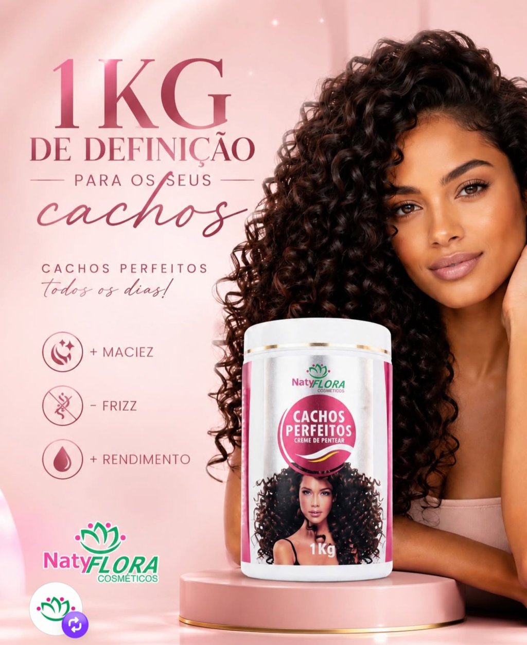 CREME PARA PENTEAR CACHOS PERFEITOS 1KG NATYFLORA