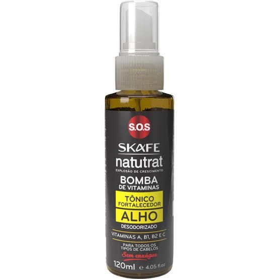 TÔNICO CAPILAR FORTALECEDOR DE ALHO BOMBA DE VITAMINAS 120ML SKAFE