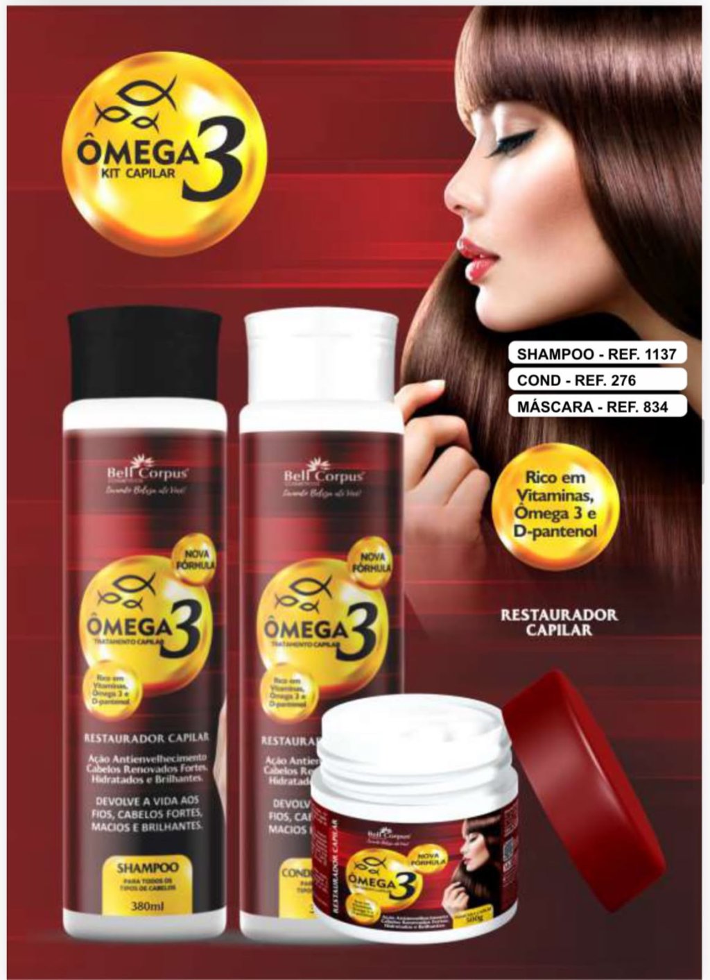 KIT CAPILAR OMEGA 3 BELL CORPUS 3 PEÇAS 