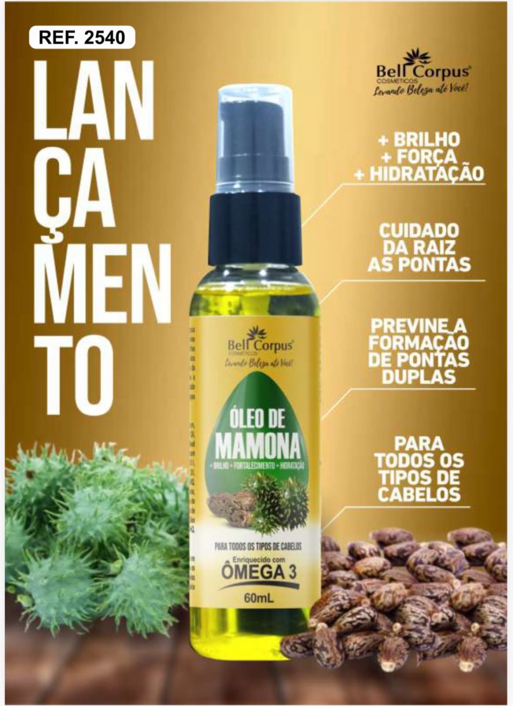 ÓLEO DE MAMONA COM OMEGA 3 60ML BELL CORPUS
