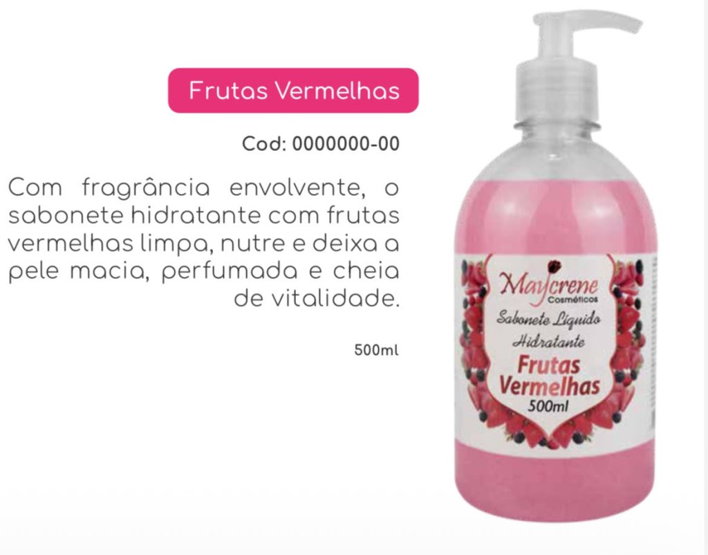 SABONETE LIQUIDO DE FRUTAS VERMELHAS 500ML MAYCRENE