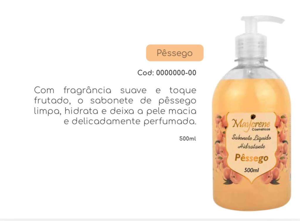 SABONETE LIQUIDO DE PESSEGO 500ML MAYCRENE