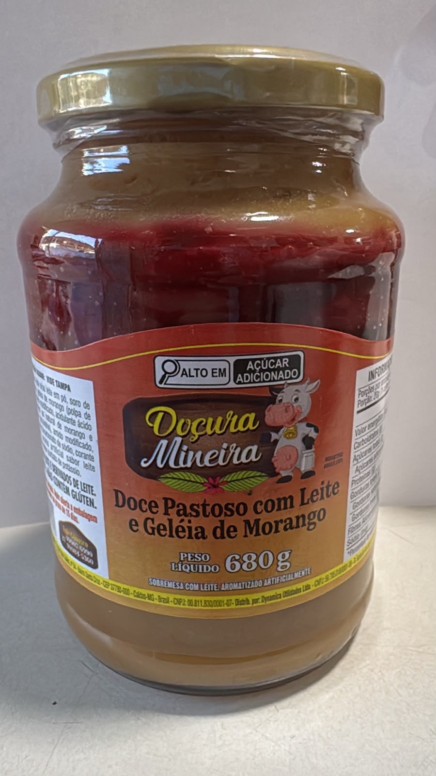 DOCE PASTOSO COM LEITE eE GELEIA DE MORANGO 680G DOÇURA MINEIRA