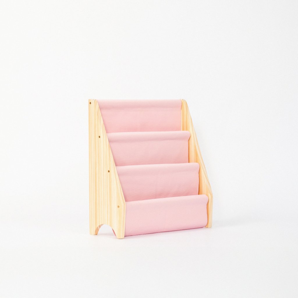 Rack Porta Livros Infantil, Standbook Montessoriano Mini rosa 