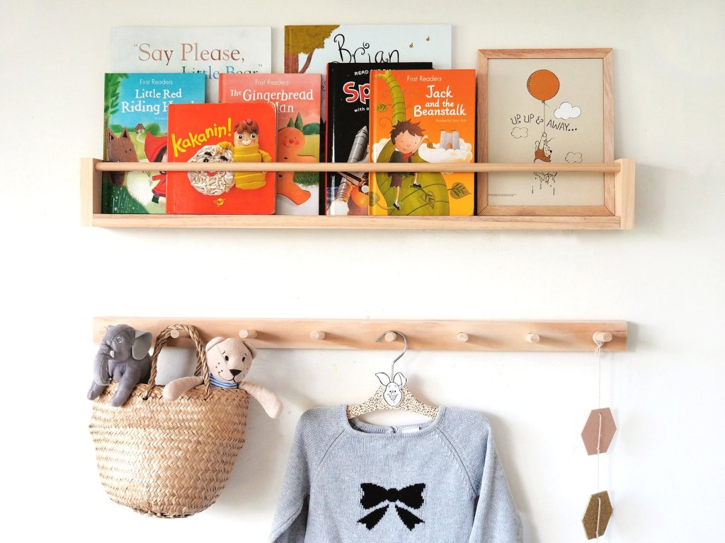 Nicho Prateleira Flutuante + Cabideiro 80cm Natural wood