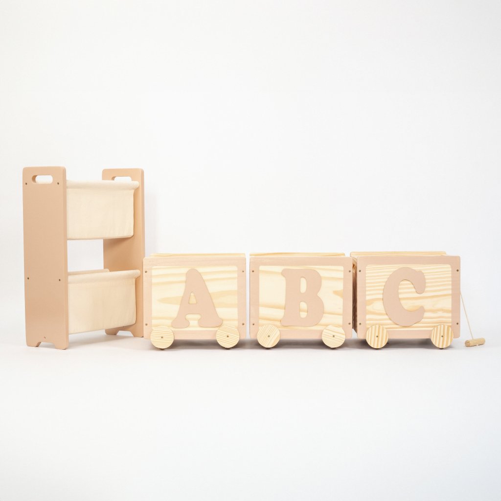 Kit Organizadores Montessori, Rack Pocket +Trio Caixas de Brinquedos A,B,C