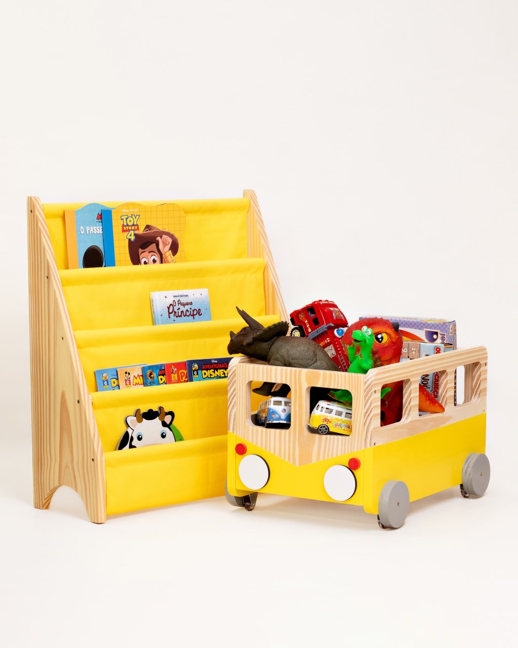 Rack Livros + Caixote Kombinha Amarela