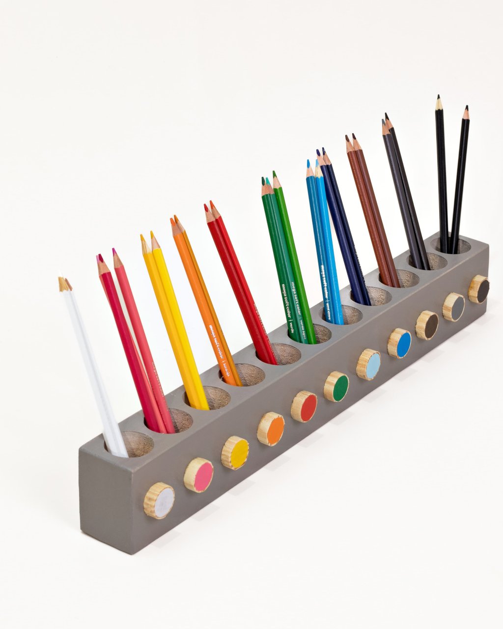 Porta Lápis de Colorir Montessori Cinza Gray