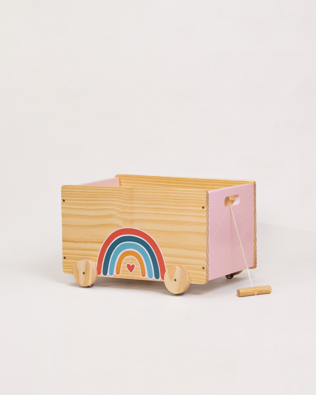Caixa de Brinquedos com Rodinhas e Puxador Arco-íris