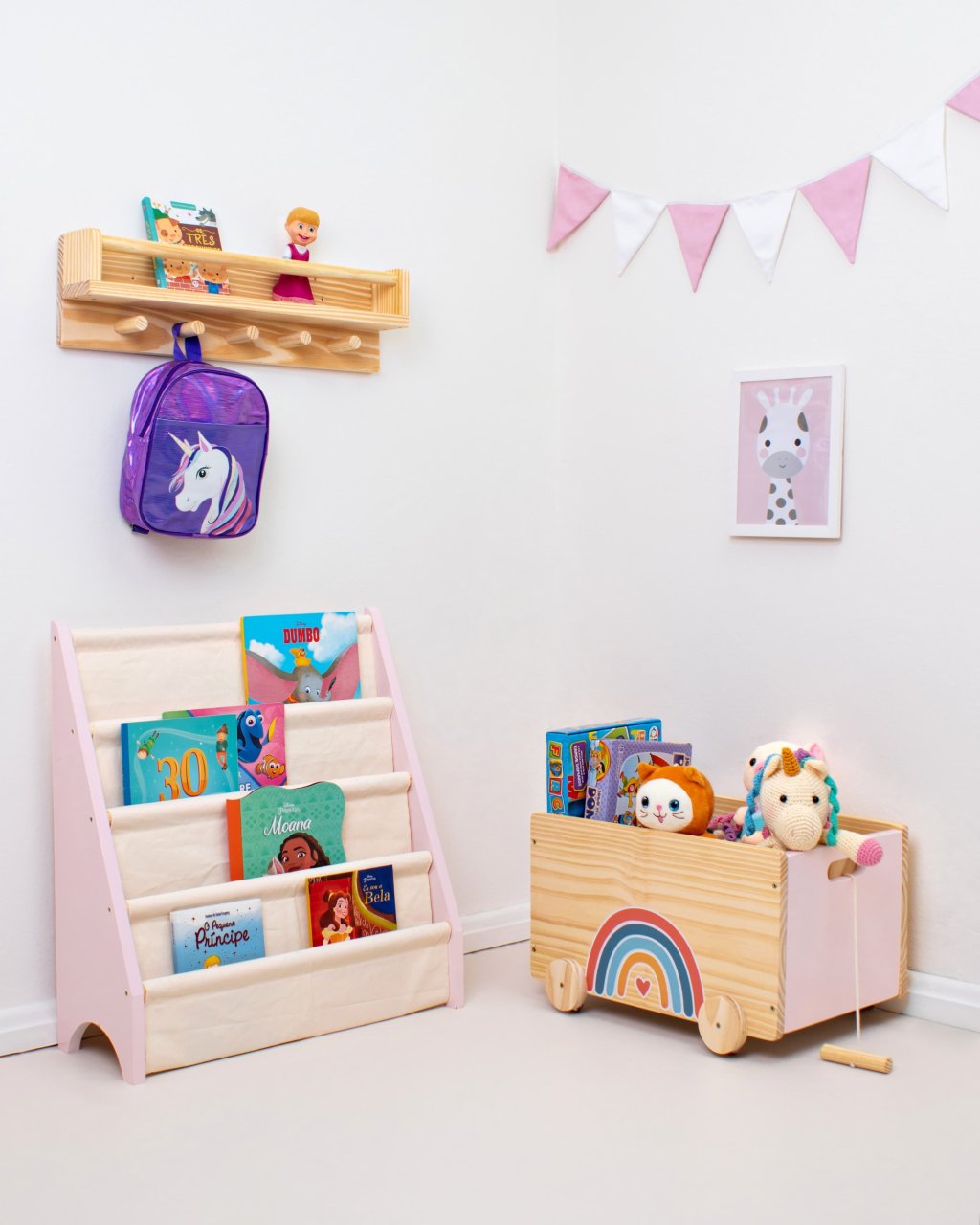 Kit trio organizadores Montessori rosa claro