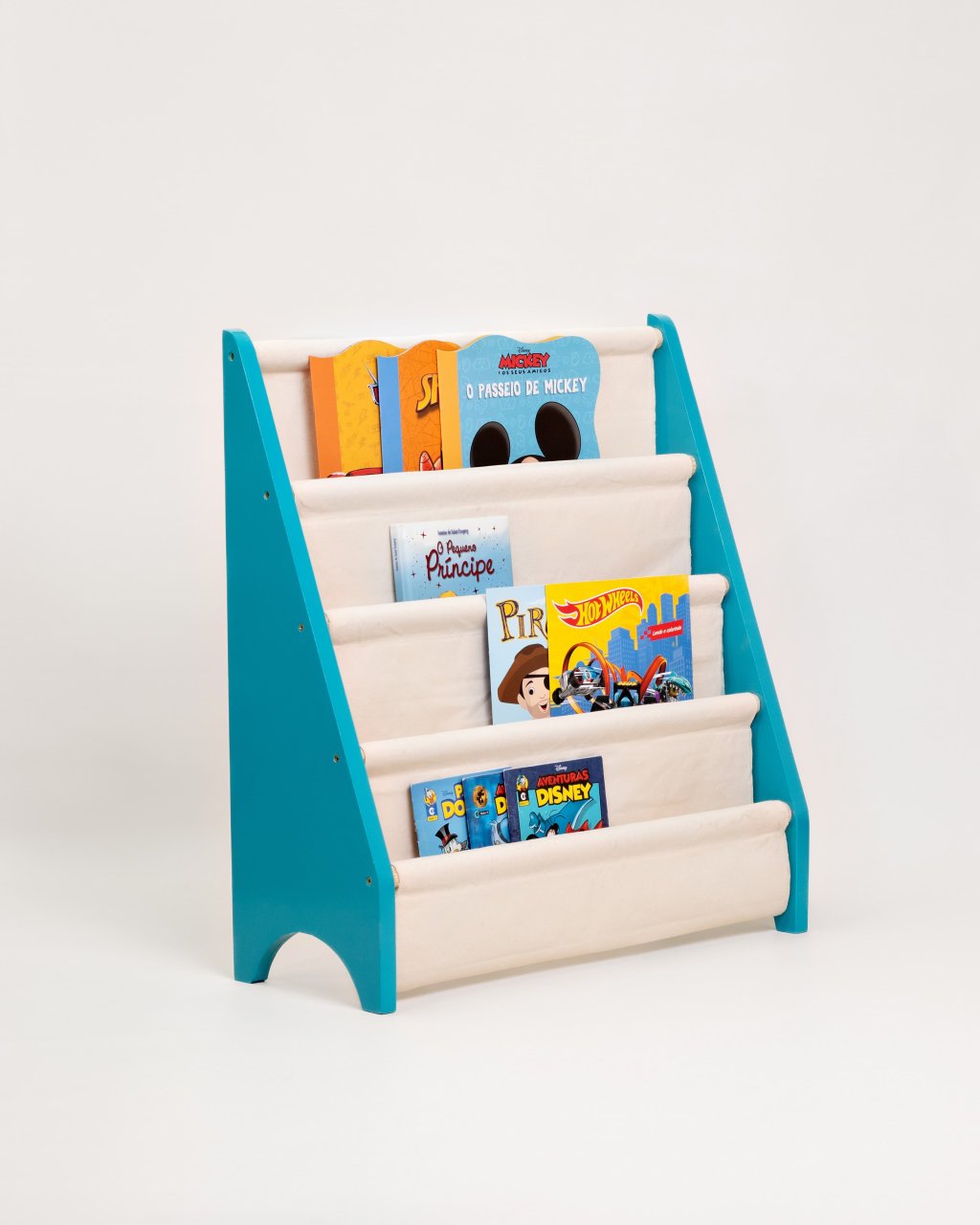 Rack Para Livros Infantil, Standbook Montessoriano Azul tiffany