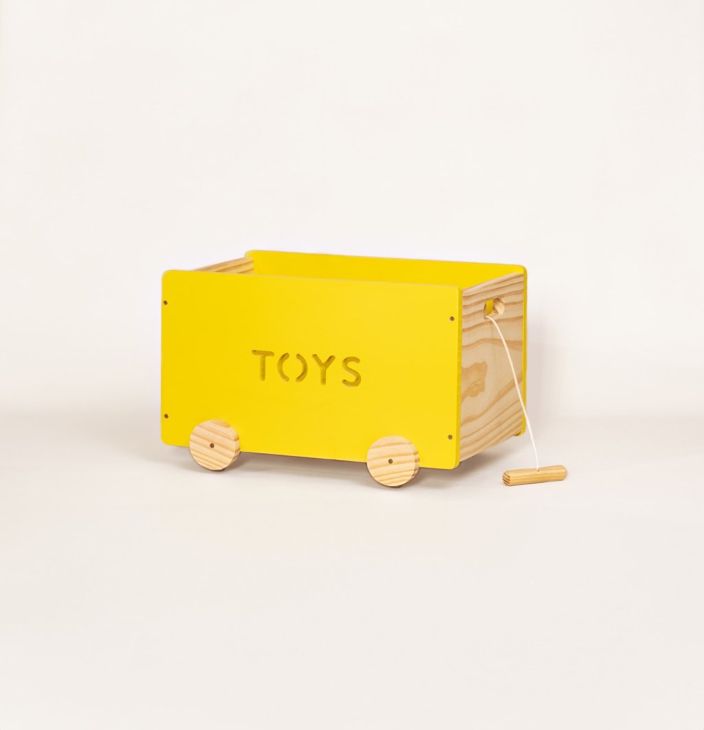 Caixa de Brinquedos com Rodinhas e Puxador  TOYS vazado