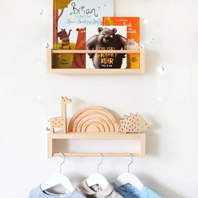 Porta Livros Infantil, Prateleira Flutuante Montessori 40cm