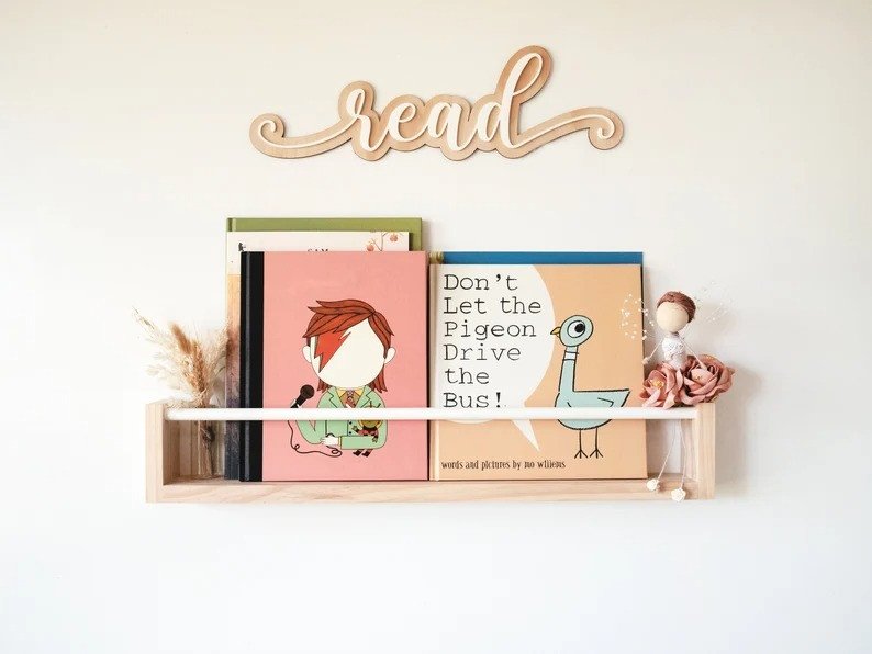 Porta Livros Infantil, Prateleira Flutuante Montessori 60cm